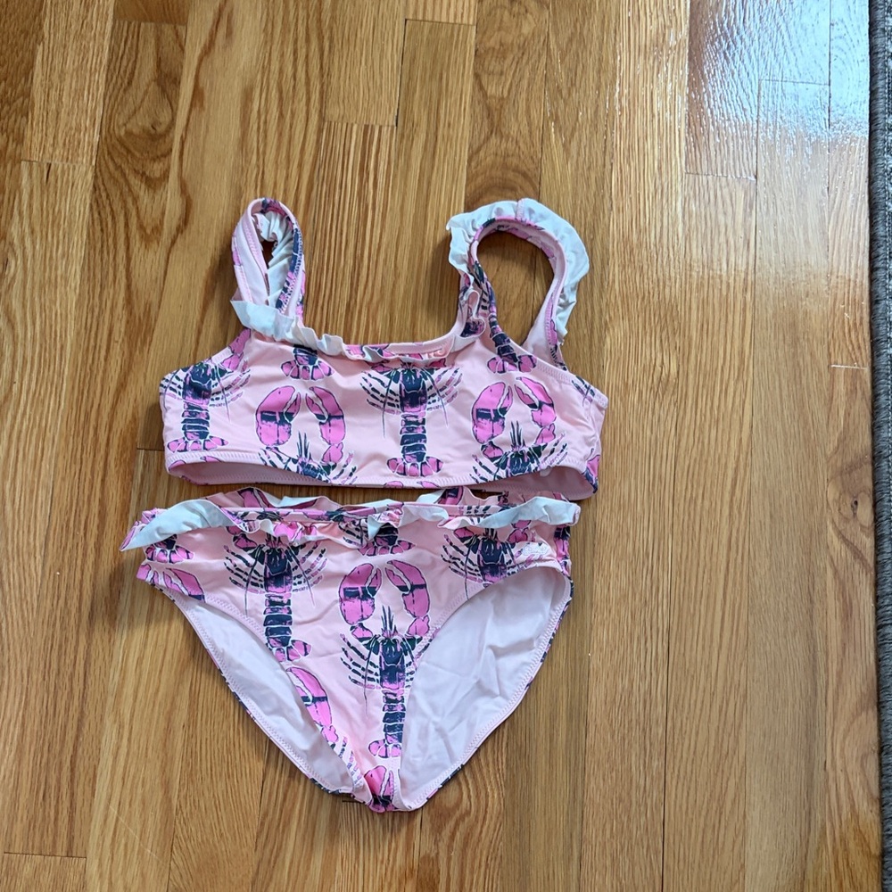 Vineyard Vines Pink and White Lobster Kids Bikini